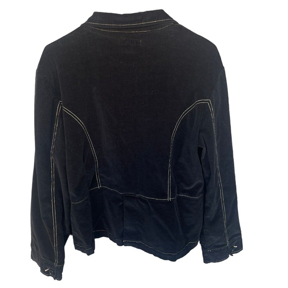 Tulle Plus Jacket Women Plus Size 1X Black Corduroy Button Up Blazer Long Sleeve - Picture 2 of 8